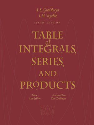 cover image of Table of Integrals, Series, and Products